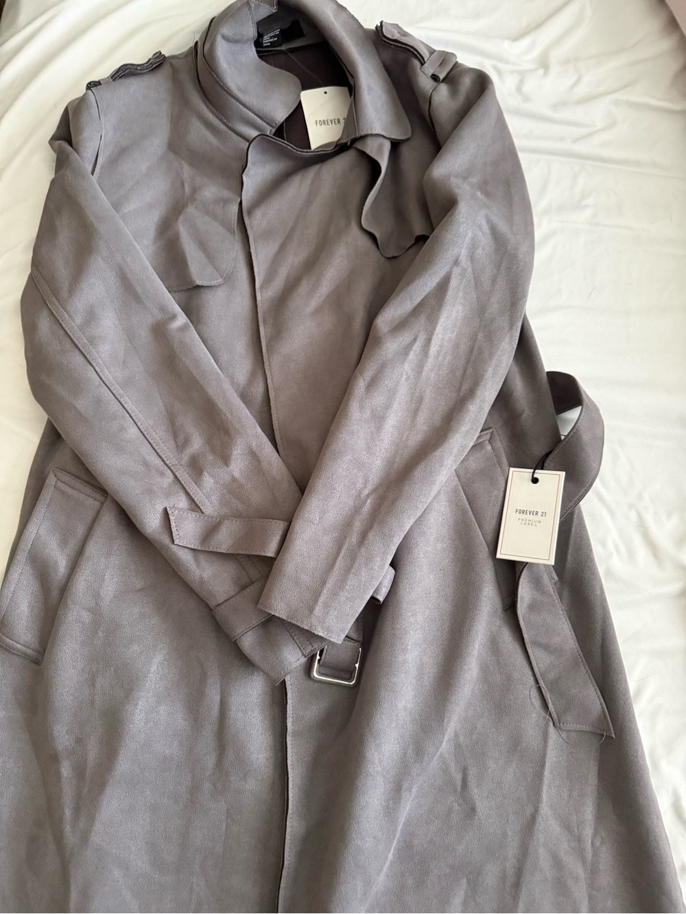 Forever 21 Taupe-Gray Trench Coat with Belt